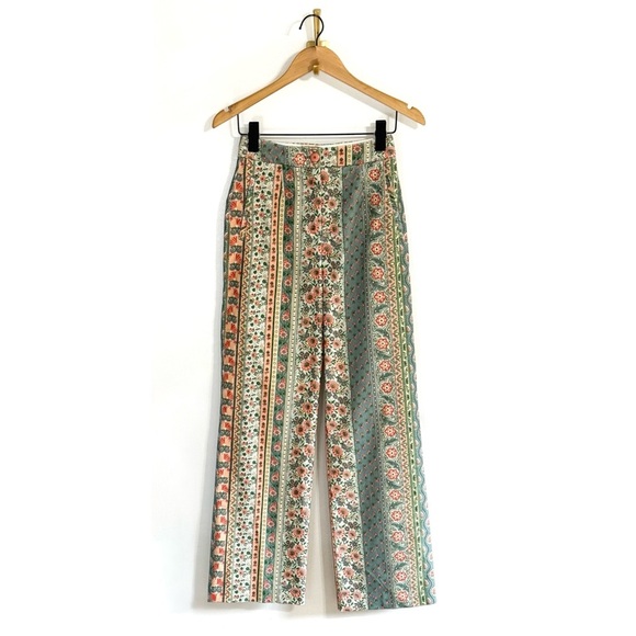NWT Sezane Floral Green Wide-Leg Horacio Trouser Pants - Picture 2 of 5